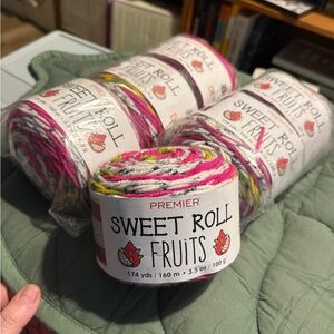 6 Skeins of Premier Sweet Roll Fruits Dragon Fruit Yarn